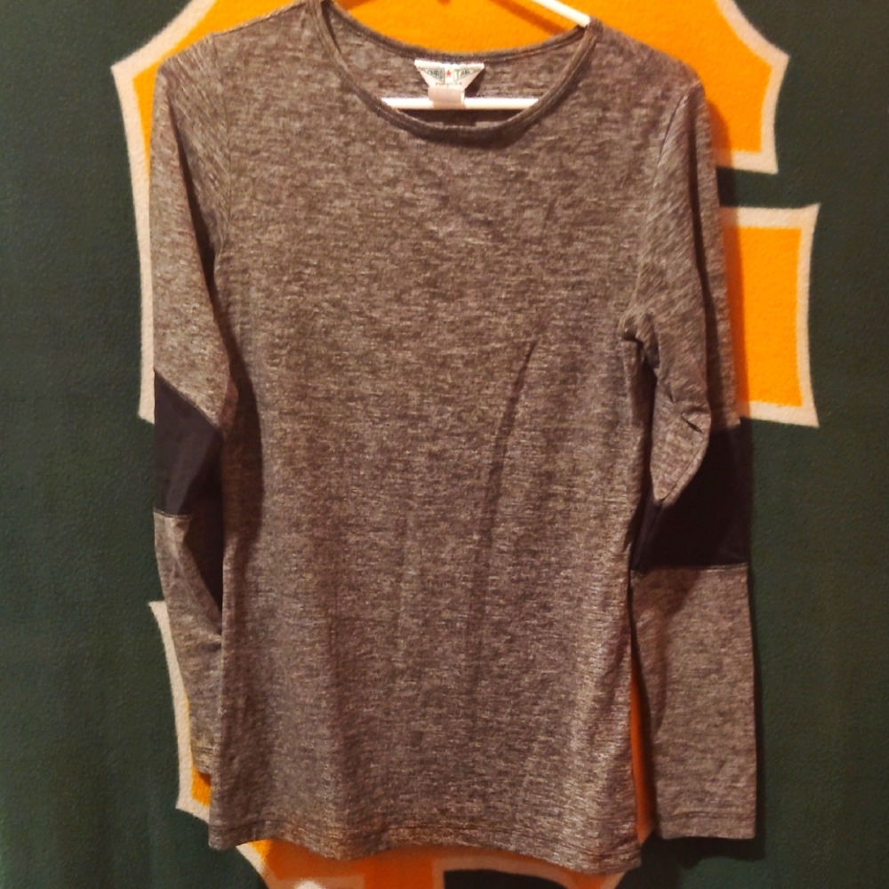 Hard Tail® Gray Long Sleeve Shirt with Black Elbow Patches